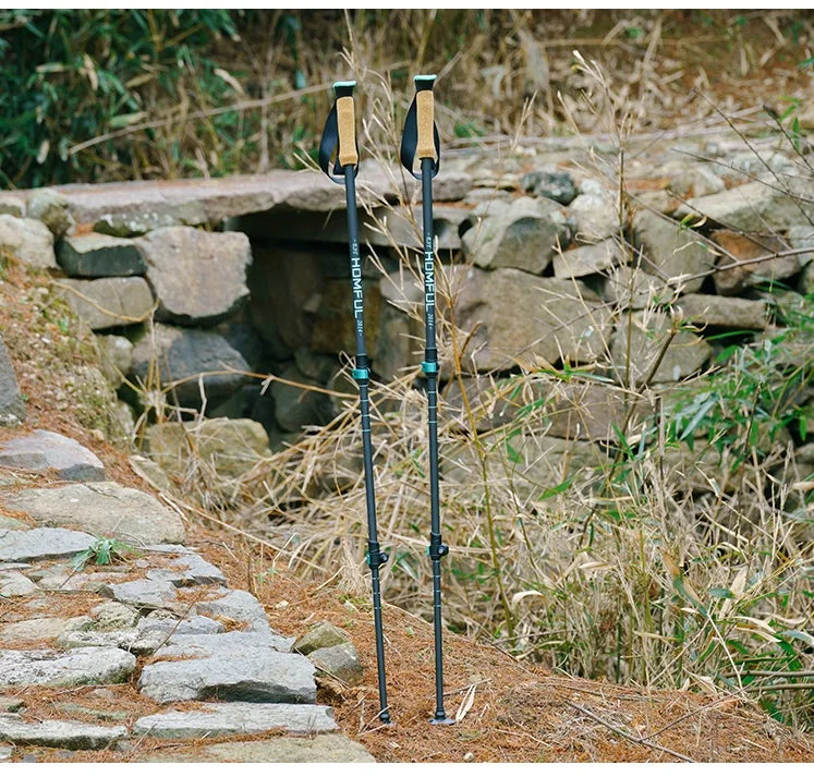 Homful Nordic 195g/pc Trekking poles Walking sticks Alpenstock Telescopic ultralight Premium Carbon Adjustable with Quick Lock
