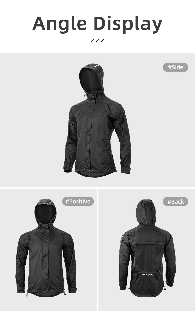 ROCKBROS Cycling Waterproof Jacket Men Breathable Reflective Hooded Raincoat Waterproof Outdoor Sport Windbreaker European Size