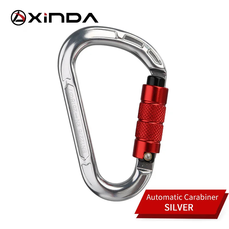 XINDA Rock Climbing Carabiner Pear-Shape Buckle 25KN Safety Auto Lock Spring-loaded Gate Aluminum H-Carabiner Outdoor Kits