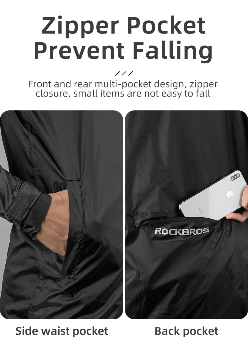 ROCKBROS Cycling Waterproof Jacket Men Breathable Reflective Hooded Raincoat Waterproof Outdoor Sport Windbreaker European Size