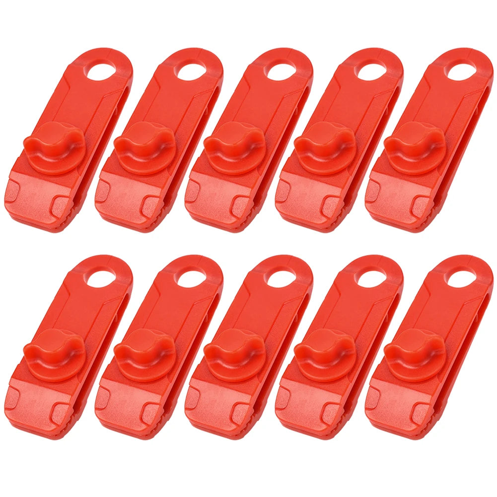 10 PCS Tent Crocodile Clip Tents Awning Wind Rope Clamp Plastic Clip Inverted Hook Design Bite Fastening for Outdoor Camping