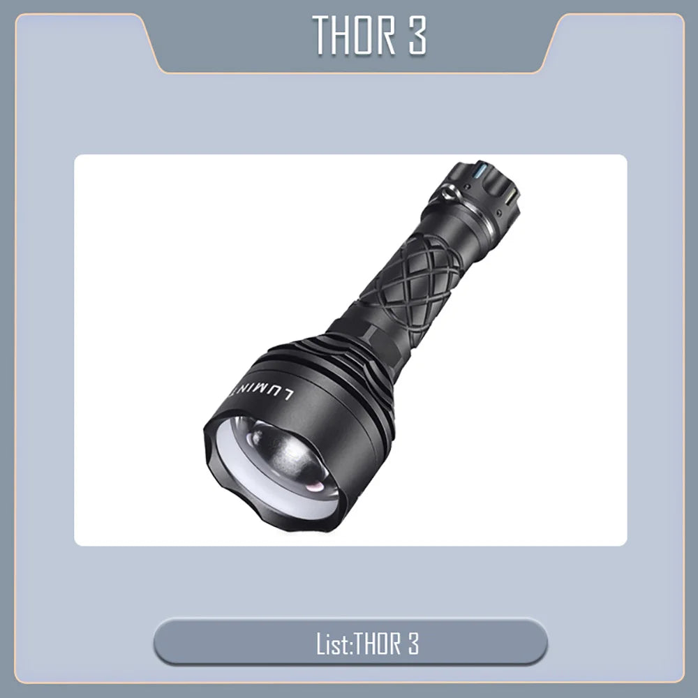 Outdoor Flashlight Tent Camping Lantern Self Defense Lamp EDC Fishing High Power LED Torch 2500 Meter Distance LEP Light THOR 3