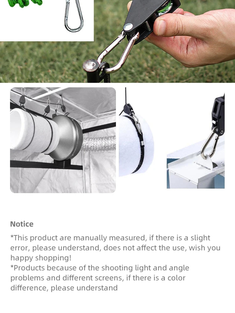 4pcs Adjustable 8inch Lanyard Hanging for Tent Fan Grow Plant Lamp Pulley Ropes Pulley Lifting Pulley Hook