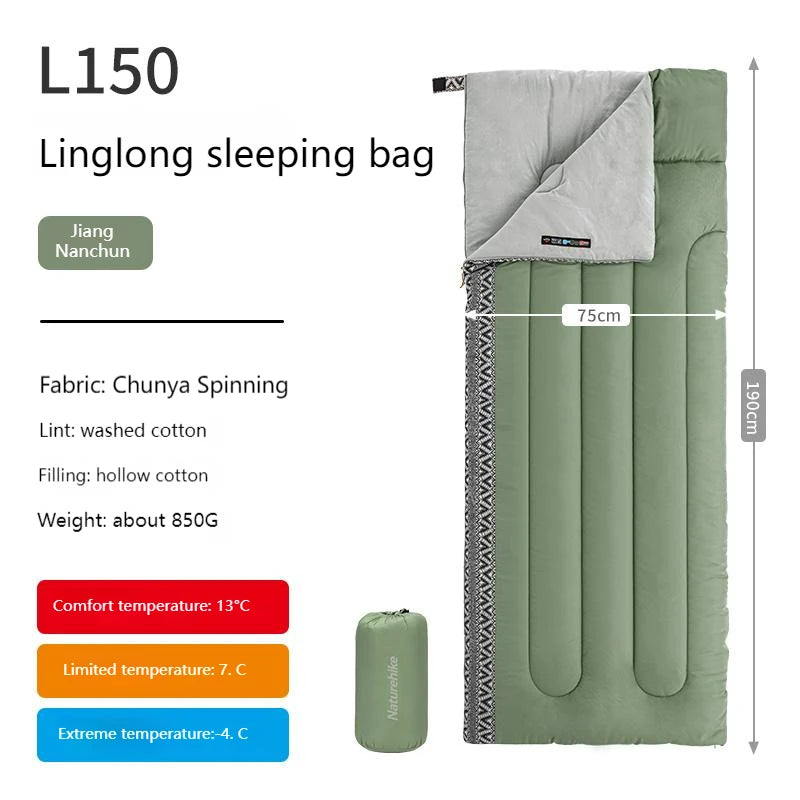 Naturehike Cotton Sleeping Bag Outdoor Camping Single Autumn And Winter Warm And Thick Splicable Breathable Sleeping Bag