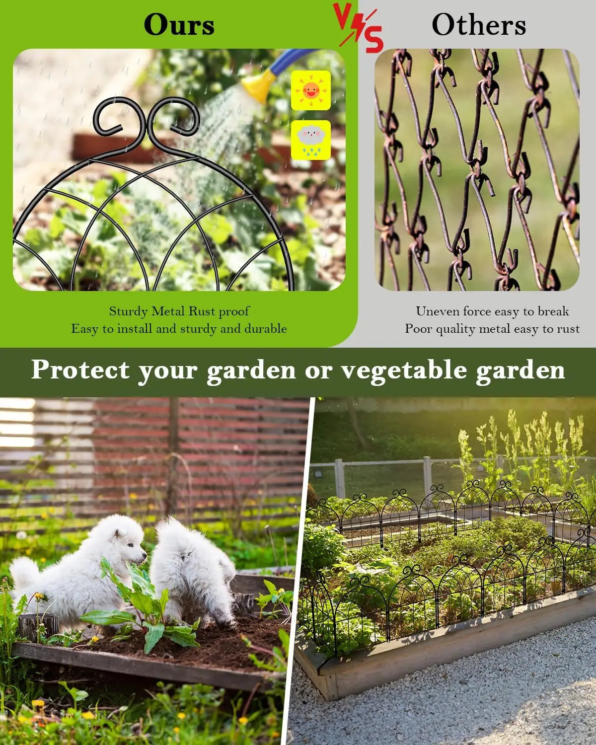 Rustproof Metal No Dig Fencing Border,Small Animal Barrier Fence, Flower Edging Panels for Landscape Patio Yard Outdoor Decor