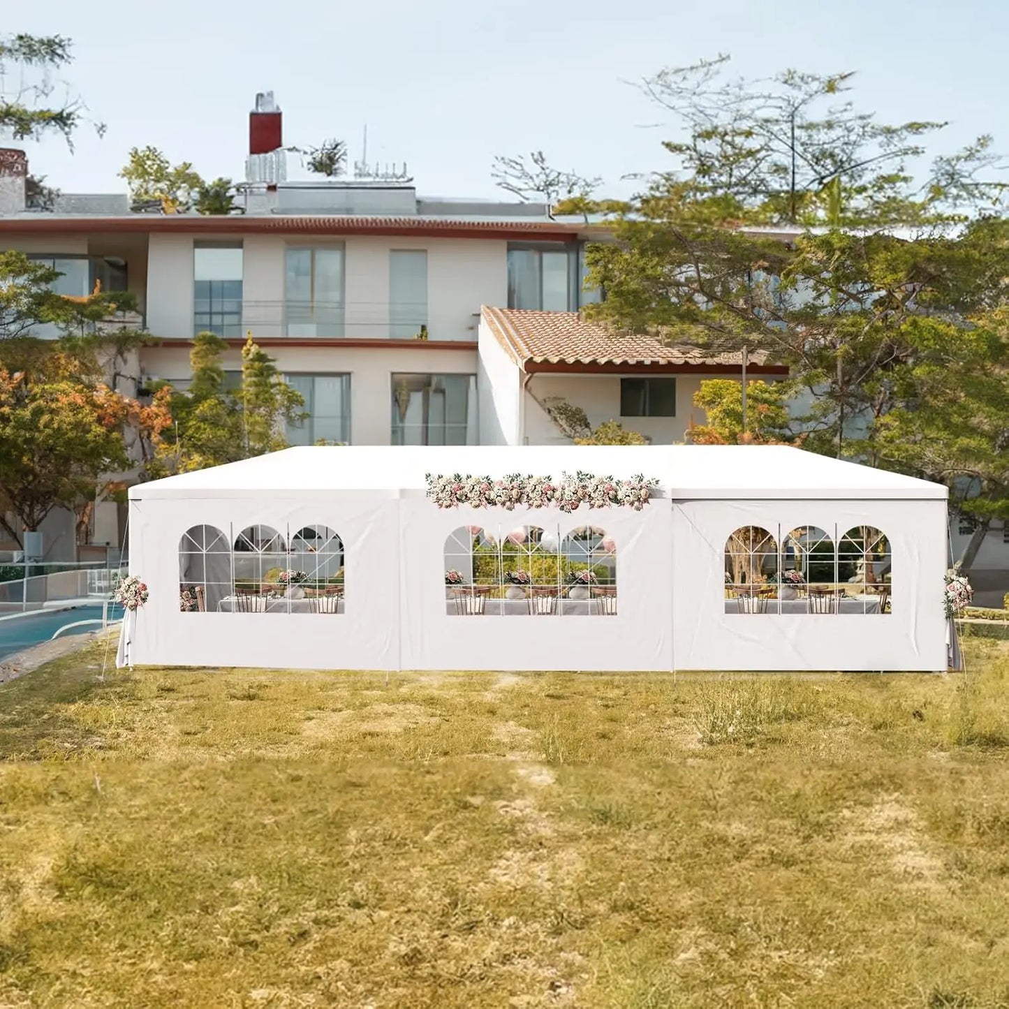 10x30FT White Party Tent Outdoor Canopy Tent Heavy Duty Wedding Tent Waterproof Patio Gazebo Event Tents for Parties