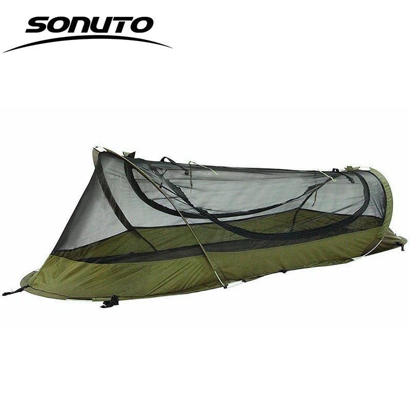 Sonuto-Lightweight Camping and Mountaineering Hiking Tent, Aluminum Alloy Poles, Waterproof and Mosquito Proof, Single Person