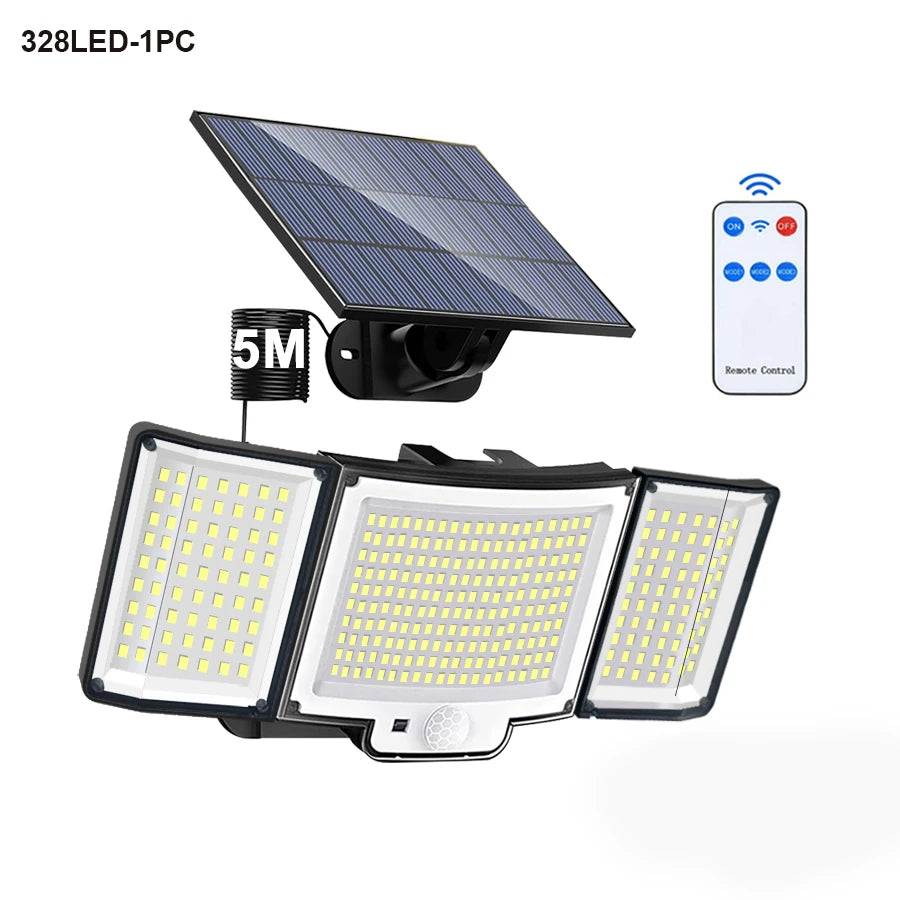 Solar Flood Lights Outdoor 106/318 LED Solar Motion Lights Remote Solar Security Lights Wall Lights Waterproof 3 Modes Garden