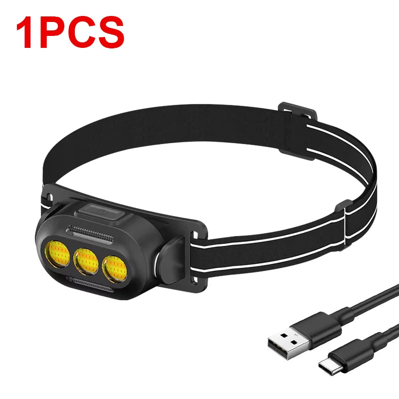 USB Rechargeable LED Sensor Headlamp XPE+COB Headlight Led Head Torch Camping Search Light Head Flashlight for Fishing Lantern