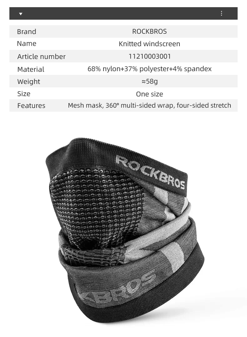 ROCKBROS Hiking Scarves Cycling Face Mask Men Women Sun Protection Windproof Bandana For Motorcycle Electric Bike Accessories