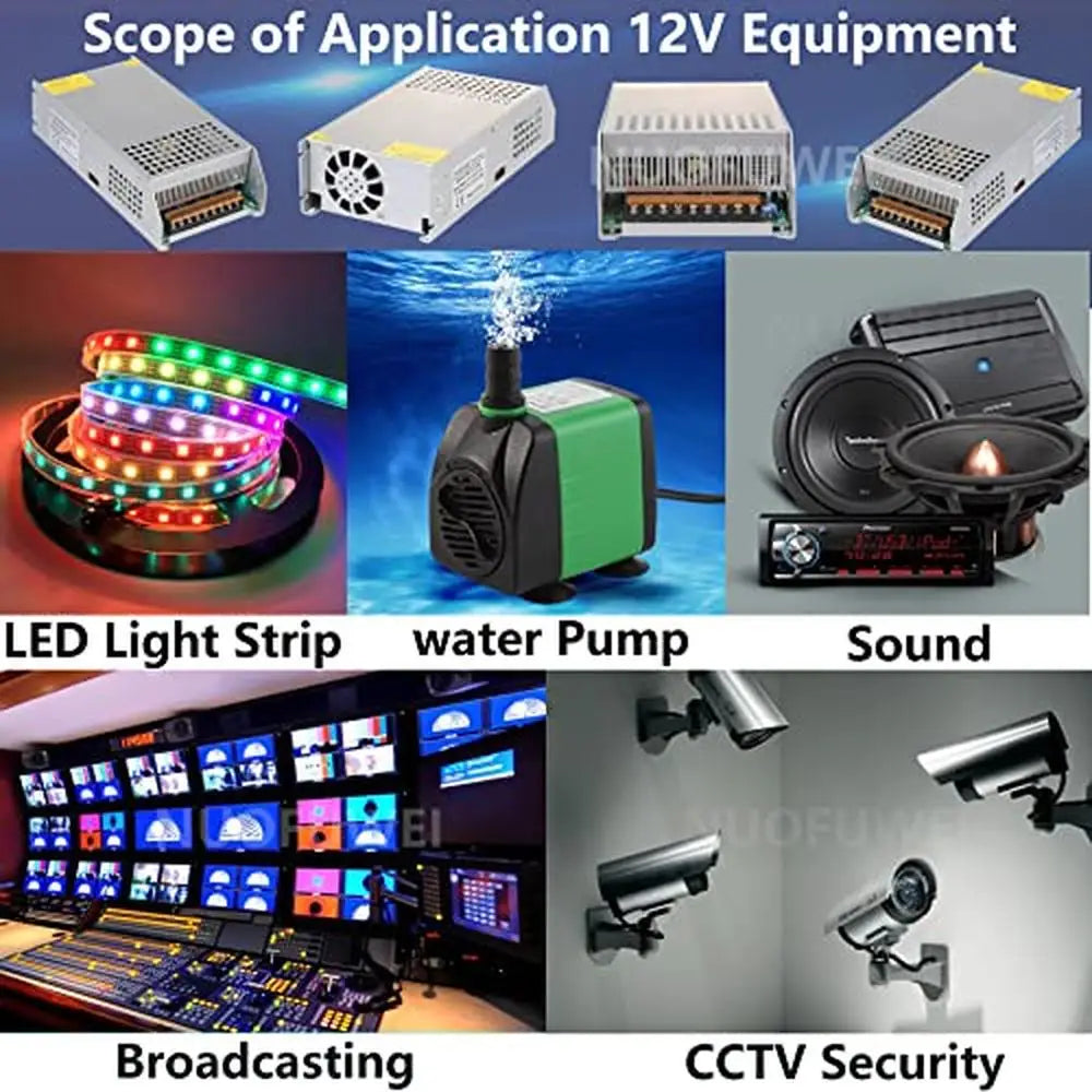 12V 100A 1200W Power Supply Adapter AC 110V to DC 12V Converter Transformer Motor Switch Industrial Grade Cooling Overload