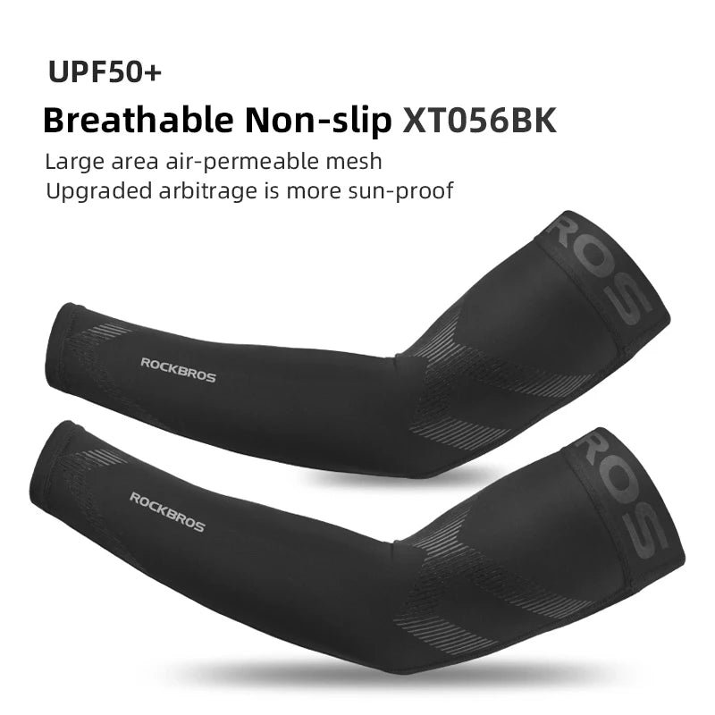 ROCKBROS Ice Fabric Running Camping Sleeves Breathable Sleeve Quick Dry Arm Protect UV400 Arm Cover Summer Sports Safety Gear