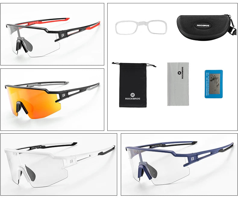 ROCKBROS Photochromic Cycling Glasses Bicycle Outdoor Sports Sunglasses Discoloration Glasses MTB Road Bike Goggles Bike Eyewear