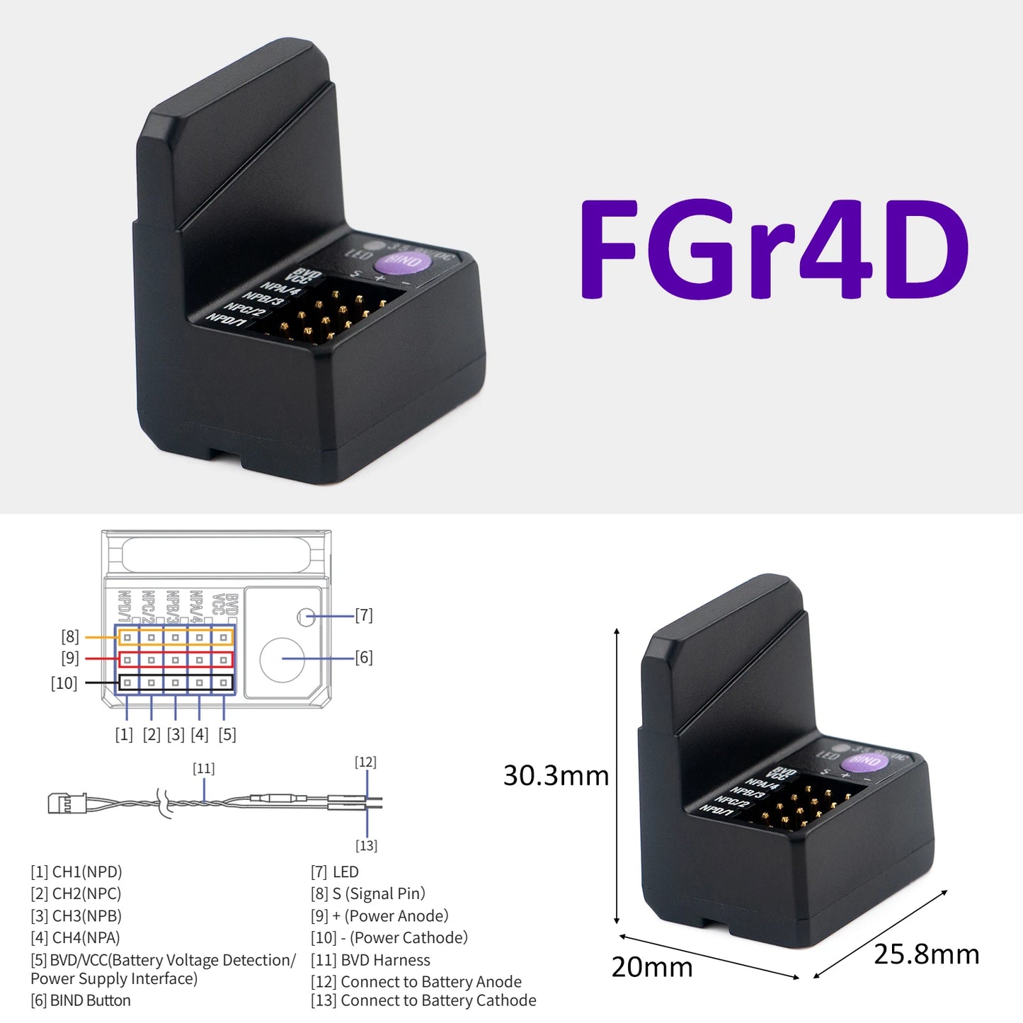 Flysky FGr4D Receiver Built-in Dual-Antenna PWM/PPM/i-BUS2/S.BUS/i-BUS Output Receiver for All AFHDS 3 Transmitter