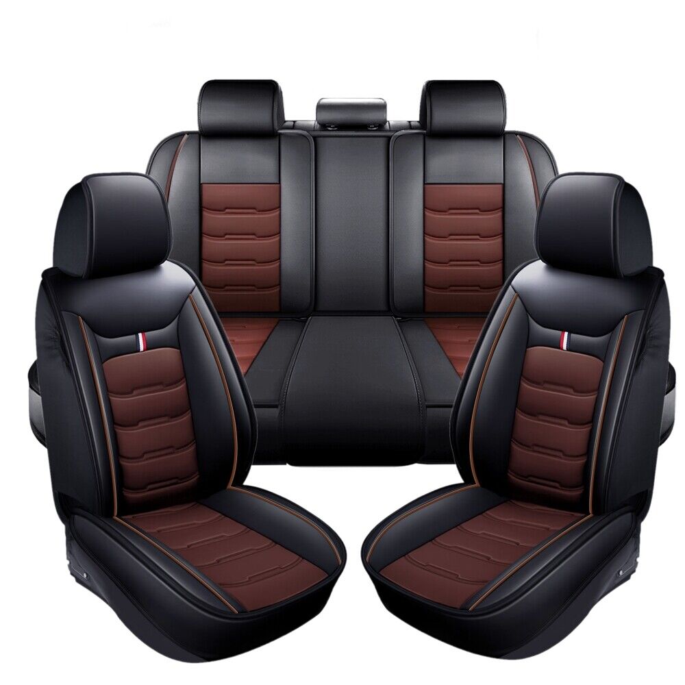 Full Set Leather Car Seat Cover 5-Seat Front + Rear Protectors For Toyota RAV4