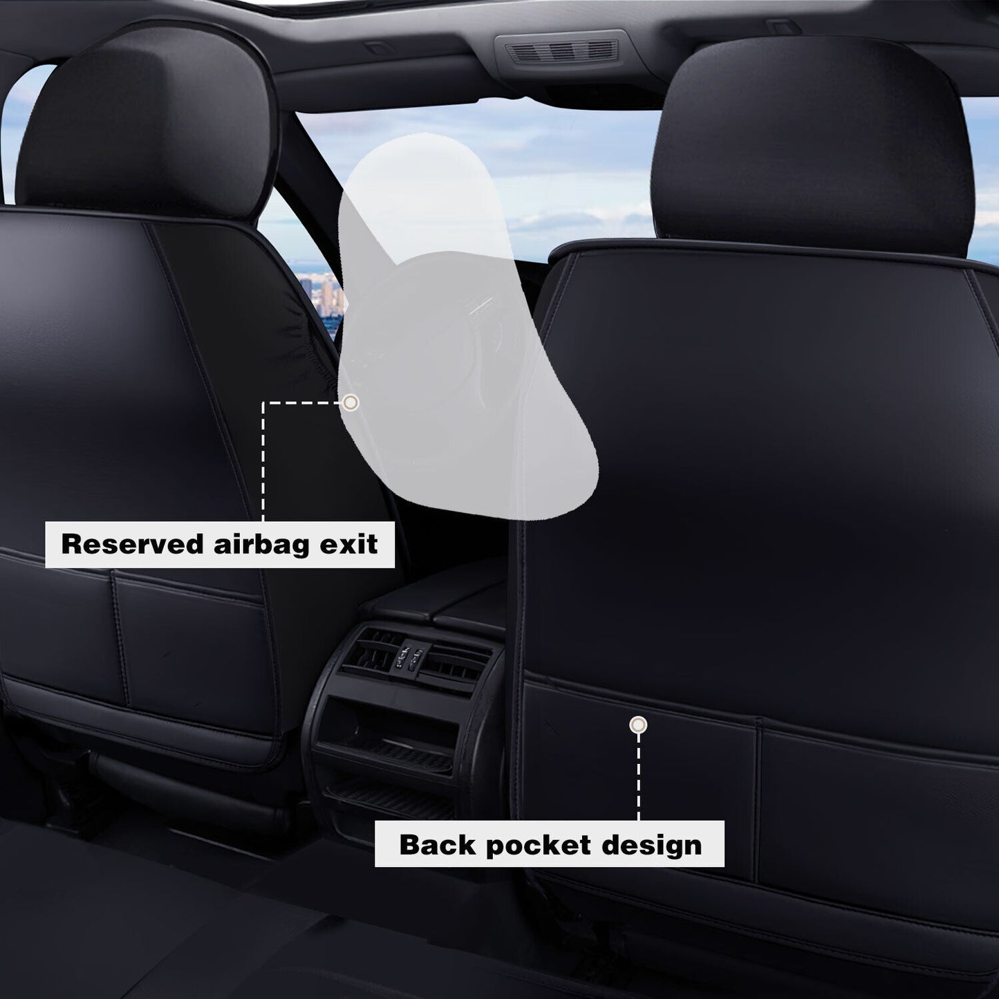 Full Set Leather Car Seat Cover 5-Seat Front + Rear Protectors For Toyota RAV4