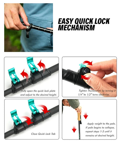 Homful Nordic 195g/pc Trekking poles Walking sticks Alpenstock Telescopic ultralight  Premium Carbon Adjustable with Quick Lock