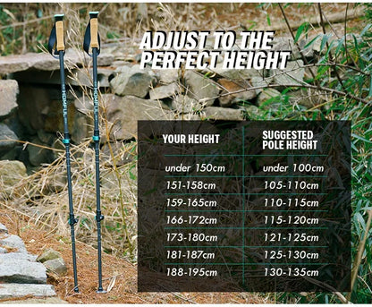 Homful Nordic 195g/pc Trekking poles Walking sticks Alpenstock Telescopic ultralight  Premium Carbon Adjustable with Quick Lock
