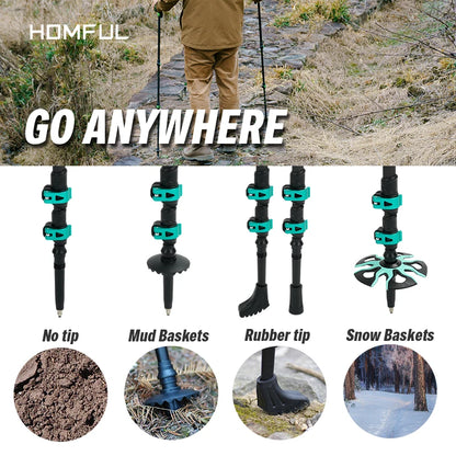 Homful Nordic 195g/pc Trekking poles Walking sticks Alpenstock Telescopic ultralight  Premium Carbon Adjustable with Quick Lock