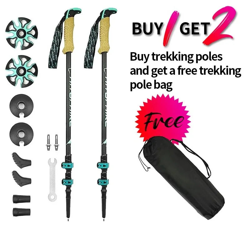 Homful Nordic 195g/pc Trekking poles Walking sticks Alpenstock Telescopic ultralight  Premium Carbon Adjustable with Quick Lock
