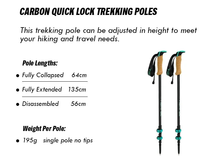 Homful Nordic 195g/pc Trekking poles Walking sticks Alpenstock Telescopic ultralight  Premium Carbon Adjustable with Quick Lock