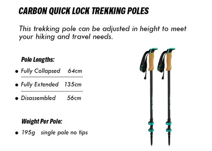 Homful Nordic 195g/pc Trekking poles Walking sticks Alpenstock Telescopic ultralight  Premium Carbon Adjustable with Quick Lock