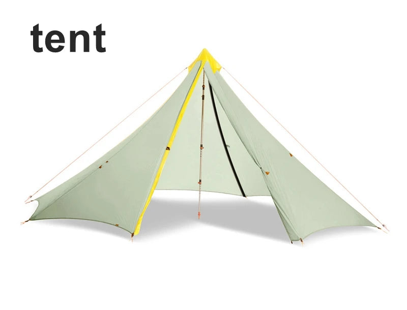 Knot 860g Ultralight Camping Rodless Pyramid Tent 4-8 Person Large Tarp 20D Nylon Both Sides Silicon Coating Outdoor Hikeburger