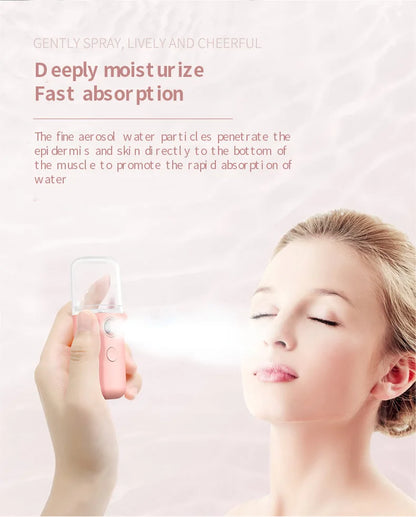 Portable Mini Air Humidifier Nano Face Steamer Facial Sprayer USB Rechargeable Nano Spray Hydry Apparatus Cold Spray Apparatus