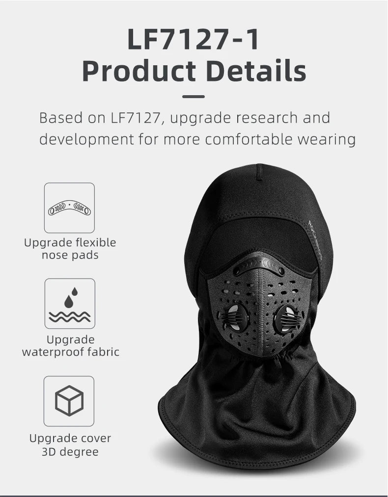 ROCKBROS Cycling Face Keep Warm Winter Climbing Hiking Fleece Thermal Windproof Balaclava Running Fishing Skiing Hat Headwear