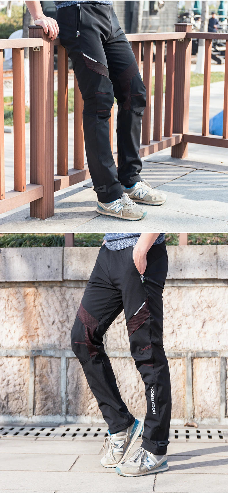 ROCKBROS Winter Cycling Pants Men Fleece Sport Reflective Trousers Keep Warm Thermal Bicycle Bike Mtb Pants Running Clothings