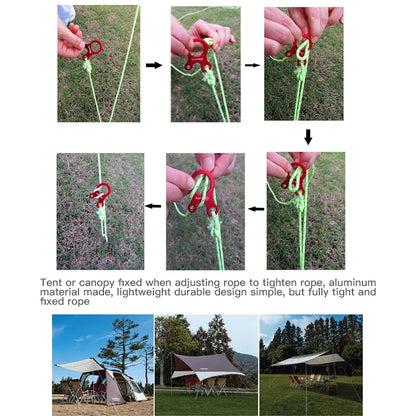 Carabiner Climbing Mountaineering 3-hole Fast Tying Anti-slip Quick Rope Tent Adjustment Buckle Outdoor Camping Survival Gear