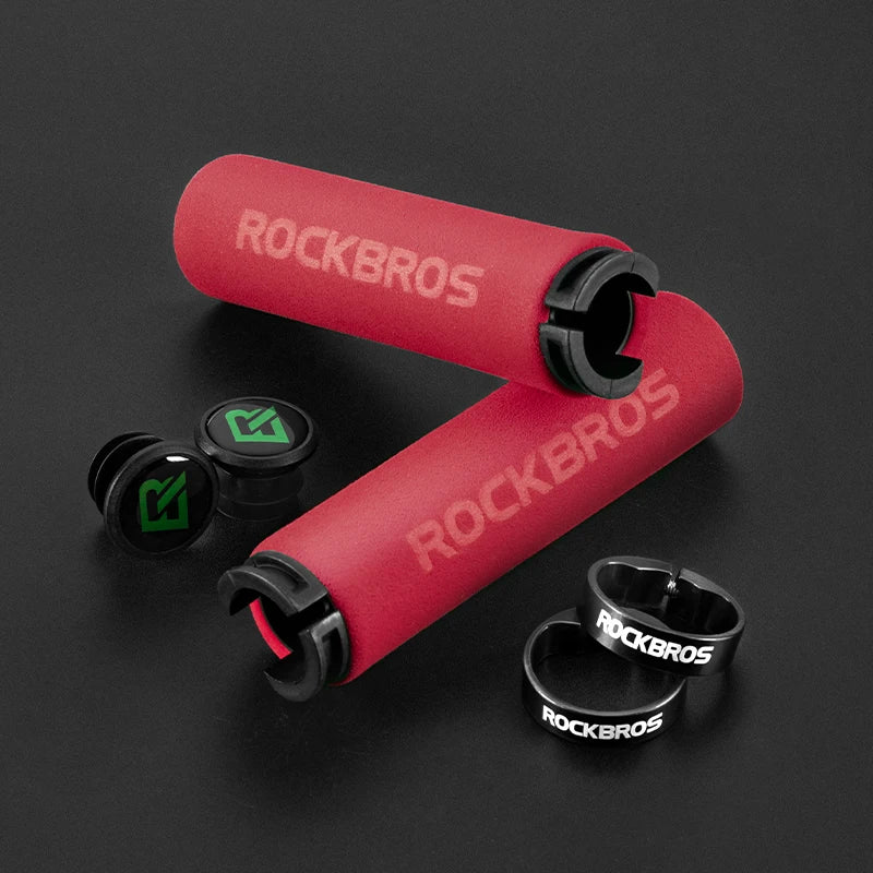 ROCKBROS Cycling Grips Bicycle Grips MTB Silicone Sponge Handlebar Grips Bike Grips Mountain Bike Bicycle Handlebars Ultraight