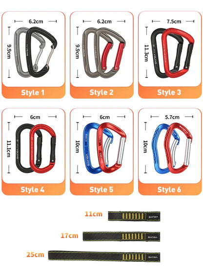 XINDA Rock Climbing Quickdraw Sling Professional Safety Lock Extenders Carabiner Mountaineer Outdoor Protect Kits