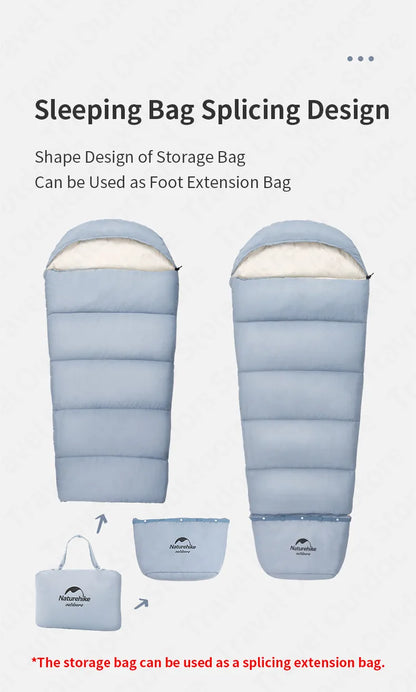 Naturehike Ultralight Outdoor Kids Cotton Sleeping Bag Portable Travel Camping Lengthen Splicing Children Envelope Lazy Bag