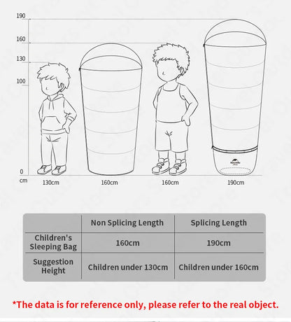 Naturehike Ultralight Outdoor Kids Cotton Sleeping Bag Portable Travel Camping Lengthen Splicing Children Envelope Lazy Bag