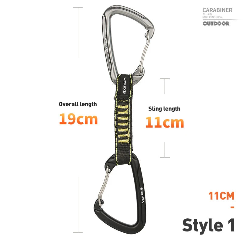 XINDA Rock Climbing Quickdraw Sling Professional Safety Lock Extenders Carabiner Mountaineer Outdoor Protect Kits