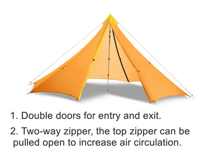 Knot 860g Ultralight Camping Rodless Pyramid Tent 4-8 Person Large Tarp 20D Nylon Both Sides Silicon Coating Outdoor Hikeburger