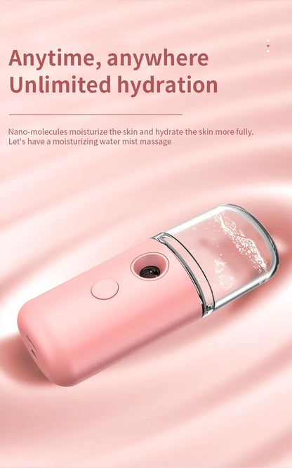Portable Mini Air Humidifier Nano Face Steamer Facial Sprayer USB Rechargeable Nano Spray Hydry Apparatus Cold Spray Apparatus