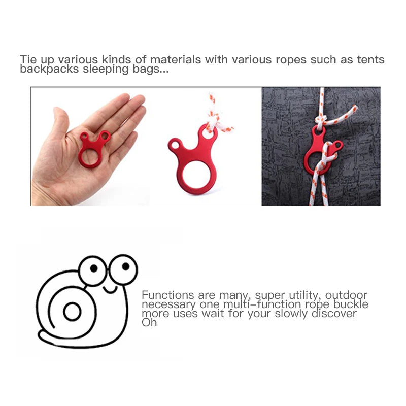 Carabiner Climbing Mountaineering 3-hole Fast Tying Anti-slip Quick Rope Tent Adjustment Buckle Outdoor Camping Survival Gear