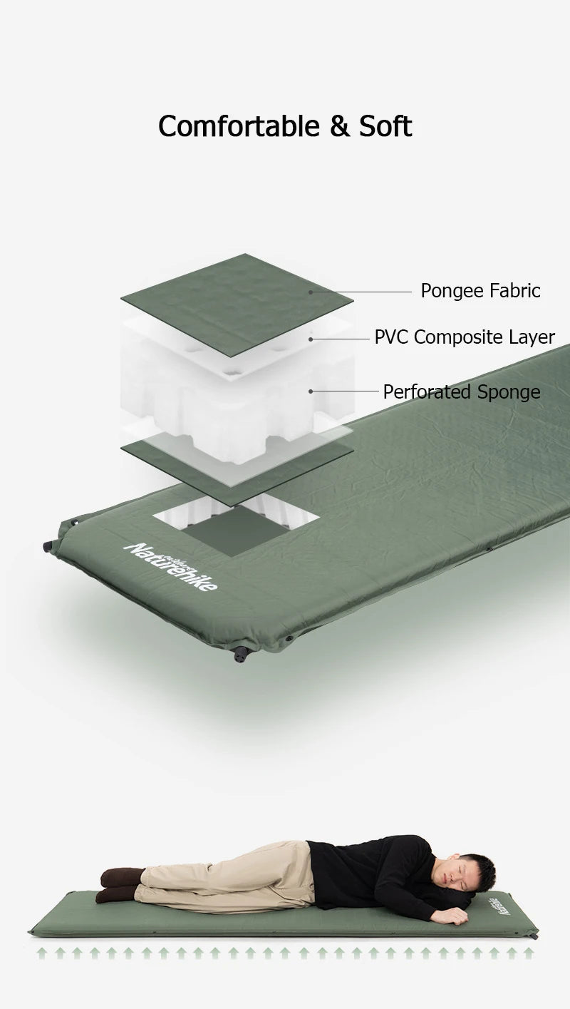 Naturehike Camping Mat D03 Inflatable Mattress Outdoor Travel Sleeping Pad 5cm Thicken Splicing Tent Mat Self-inflating Mat