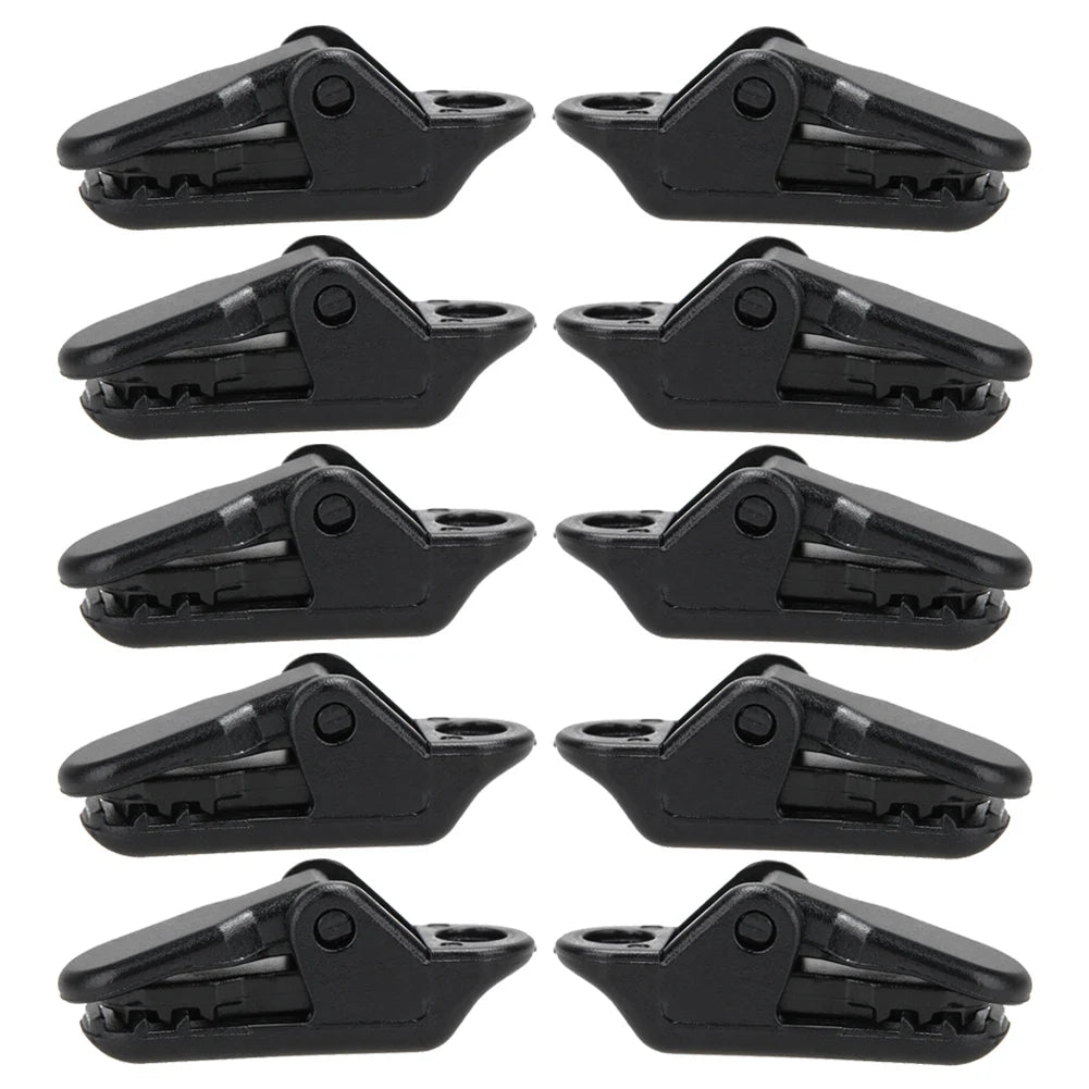 10 PCS Tent Crocodile Clip Tents Awning Wind Rope Clamp Plastic Clip Inverted Hook Design Bite Fastening for Outdoor Camping