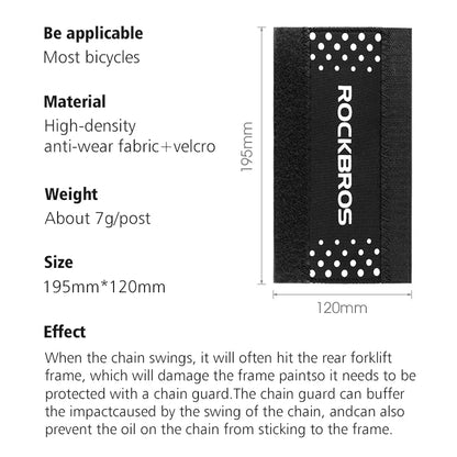 ROCKBROS Bicycle Frame Protection Ultralight MTB Bike Frame Protector Chain Rear Fork Guard Cover Cycling Chain Cover Black