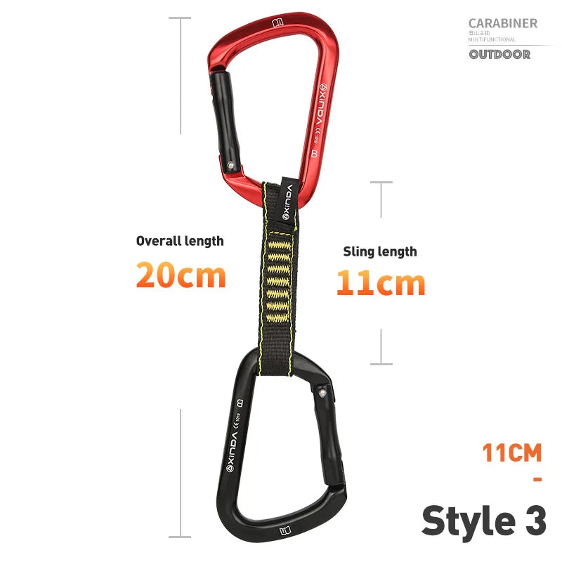 XINDA Rock Climbing Quickdraw Sling Professional Safety Lock Extenders Carabiner Mountaineer Outdoor Protect Kits