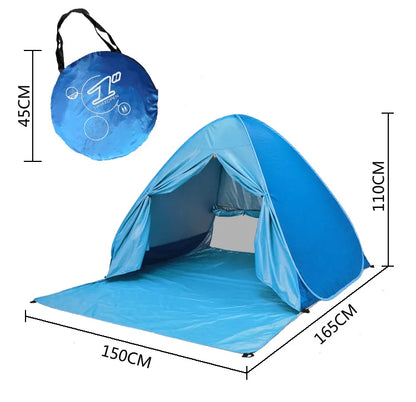 Beach Tent 165*150*110cm Pop-up Automatic Opening Anti-ultraviolet Full Shade Tent Family Ultralight Folding Tent Travel Camping