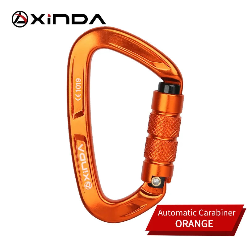 XINDA Rock Climbing Carabiner 25KN Safety D-Shape Buckle Auto Lock Spring-loaded Gate Aluminum Carabiner Outdoor Kits