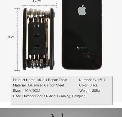 ROCKBROS Mountain Bicycle Tools Sets Bike Bicycle Repair Tools Kit Hex Spoke Wrench Mountain Cycle Screwdriver Tool 16 in 1