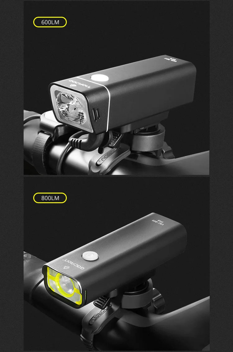 GACIRON 400-1800 Lumens Bicycle Front Light USB Rechargeable Cycling Headlight Flashlight MTB Road Bike Waterproof LED Head Lamp