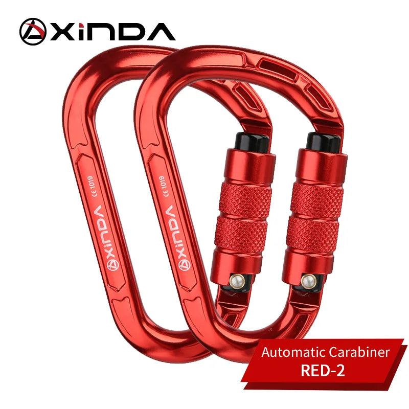 XINDA Rock Climbing Carabiner Pear-Shape Buckle 25KN Safety Auto Lock Spring-loaded Gate Aluminum H-Carabiner Outdoor Kits