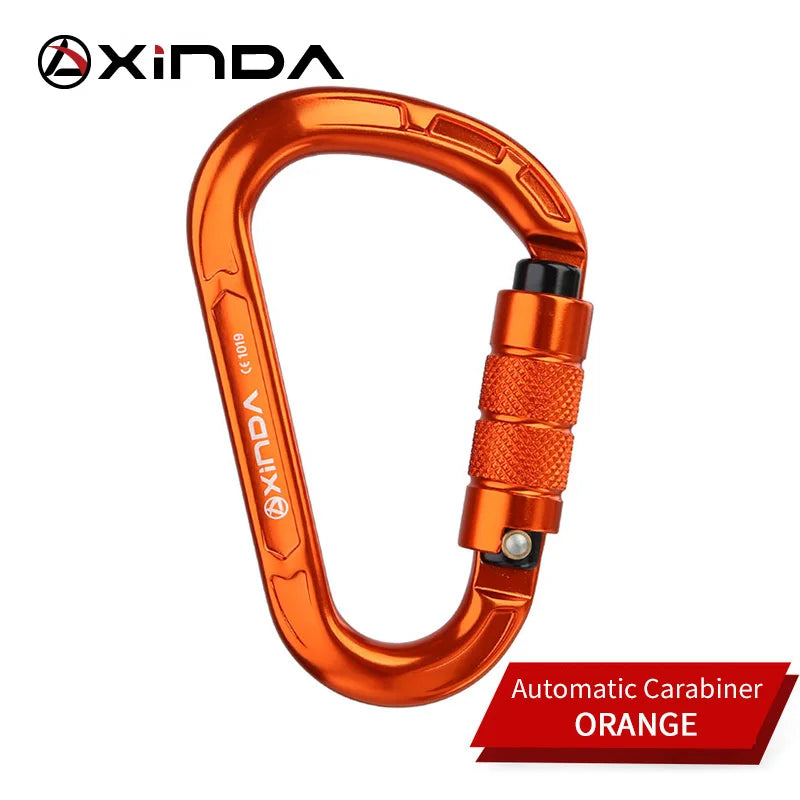 XINDA Rock Climbing Carabiner Pear-Shape Buckle 25KN Safety Auto Lock Spring-loaded Gate Aluminum H-Carabiner Outdoor Kits
