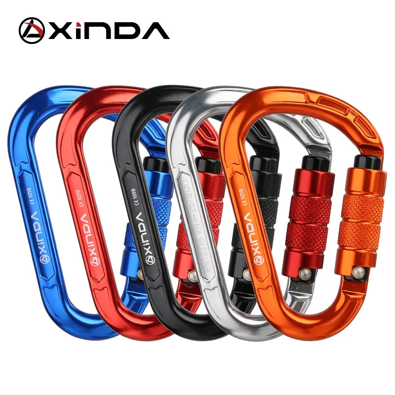 XINDA Rock Climbing Carabiner Pear-Shape Buckle 25KN Safety Auto Lock Spring-loaded Gate Aluminum H-Carabiner Outdoor Kits